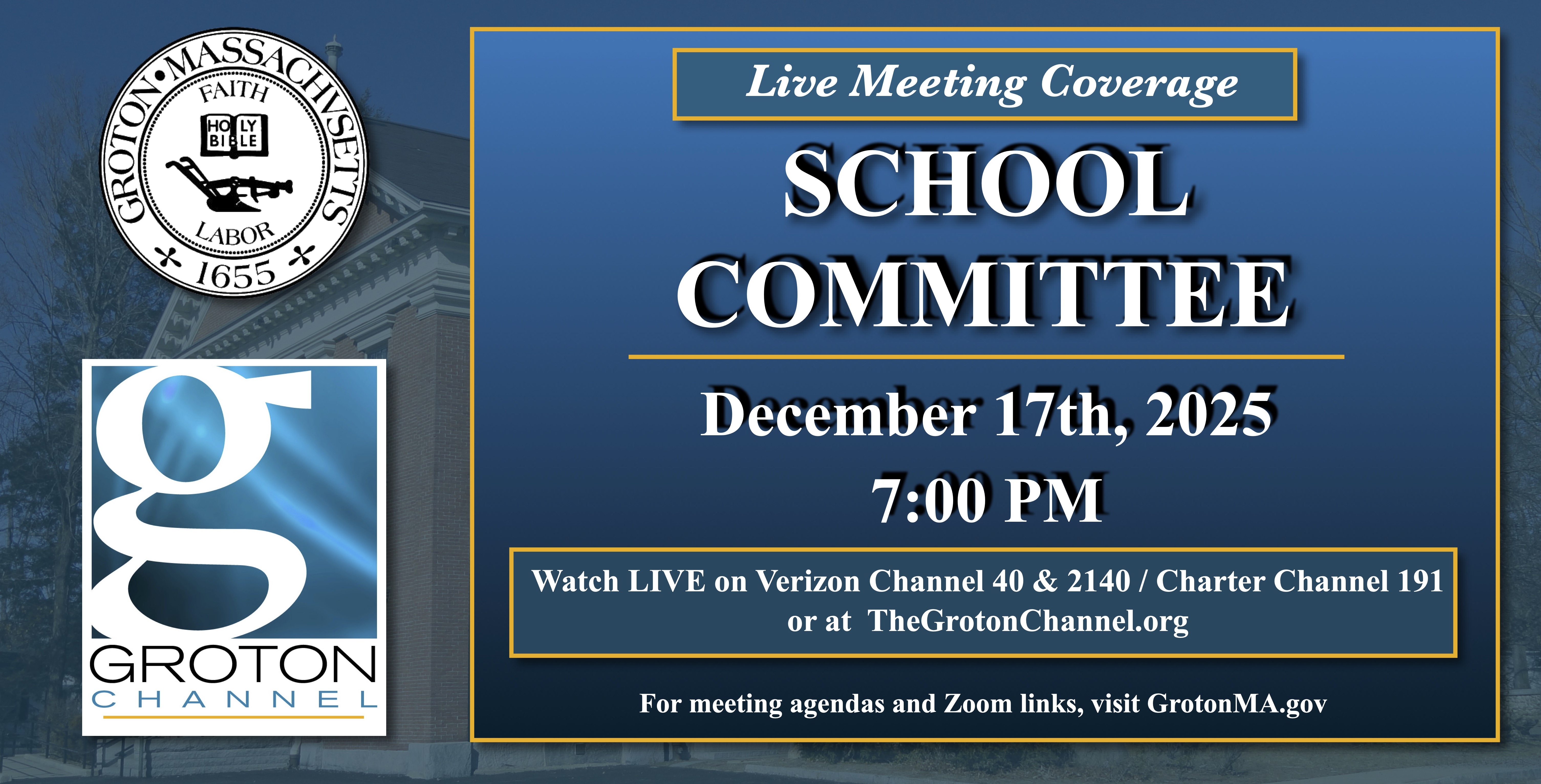 Groton-Dunstable School Committee 12/17/25 LIVE